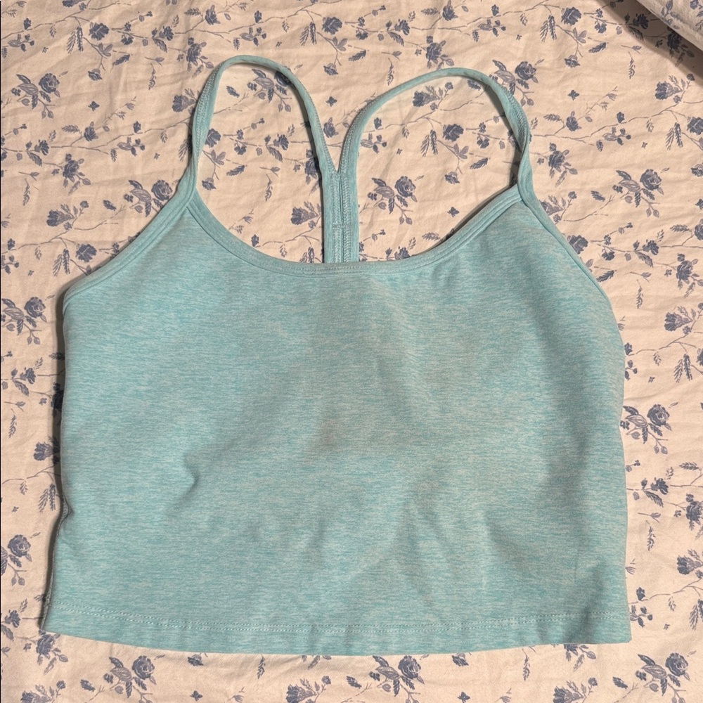 Spacedye Slim Racerback Cropped Tank (White Tahiti Teal)